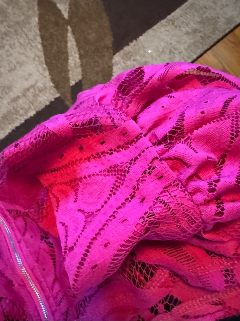 Ashley Stewart Fushia  Sheer Patterned Long-Sleeve Top - Picture 8 of 8